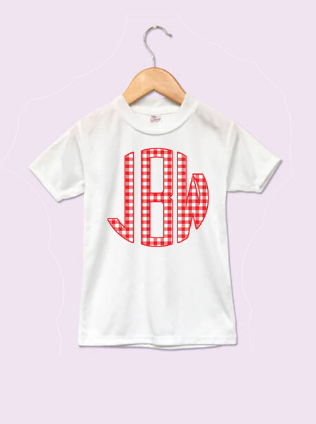 Baby and Toddler Red Gingham Monogram T-Shirt