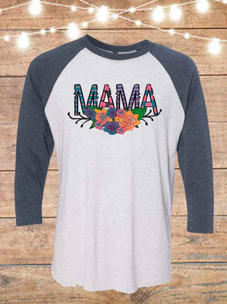 Mama Floral Raglan T-Shirt
