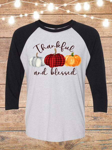 Thankful and Blessed Thanksgiving Raglan T-Shirt
