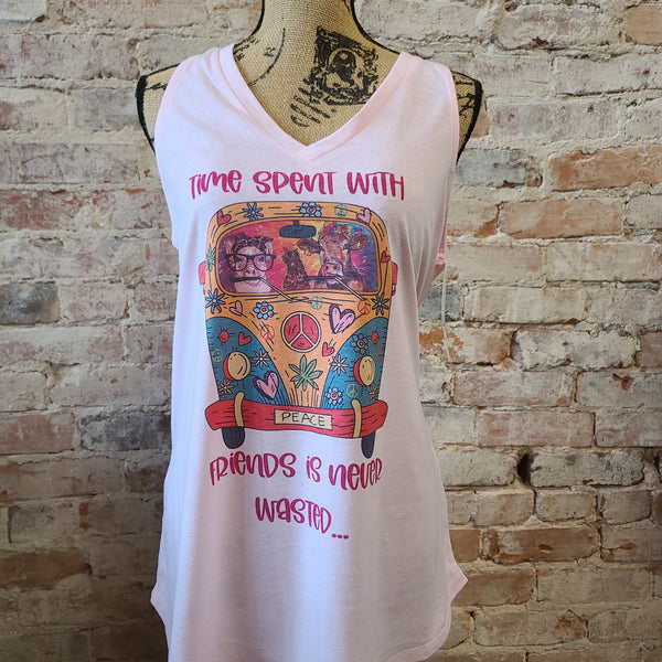 Time Spent With Friends Is Never Wasted Hippie Bus Tank Top