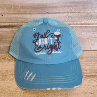 Turquoise "Yall Ain't Right" with Cotton Cap