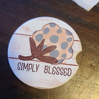 Simply Blessed Sandstone Car Coaster