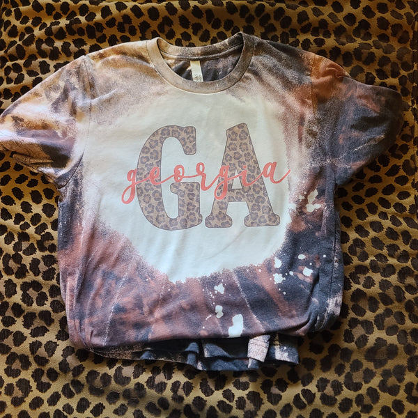 Black Georgia Leopard Bleached T-Shirt