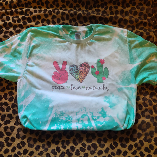 Peace Love No Touchy Cactus Bleached T-Shirt