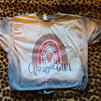 Georgia Girl Boho Rainbow Leopard Bleached T-Shirt