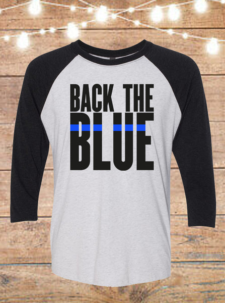 Back The Blue Thin Blue Line Raglan T-Shirt