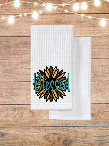 Blessed Leopard Sunflower Kitchen Towel