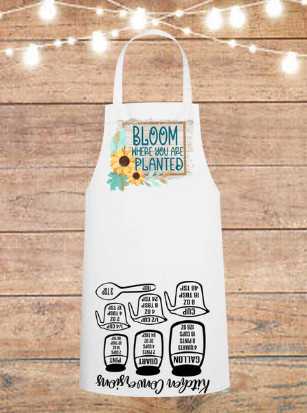 Bloom Where You Are Planted Sunflower Cheat Sheet Apron