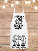 Boots Jeans Jesus and Country Music Cheat Sheet Apron