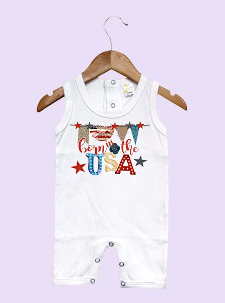 Born In The USA Sleeveless Baby Romper