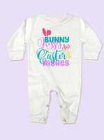 Bunny Kisses And Easter Wishes Girl Infant Long Sleeve Romper