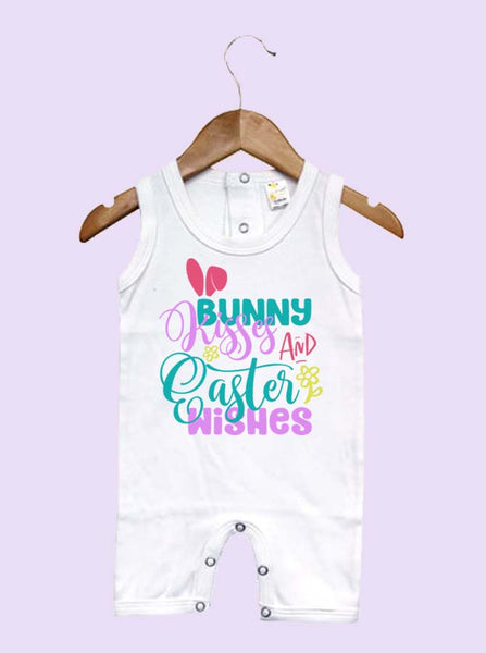 Bunny Kisses And Easter Wishes Girl Infant Sleeveless Romper
