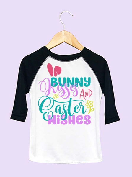 Bunny Kisses And Easter Wishes Infant and Toddler Raglan T-Shirt