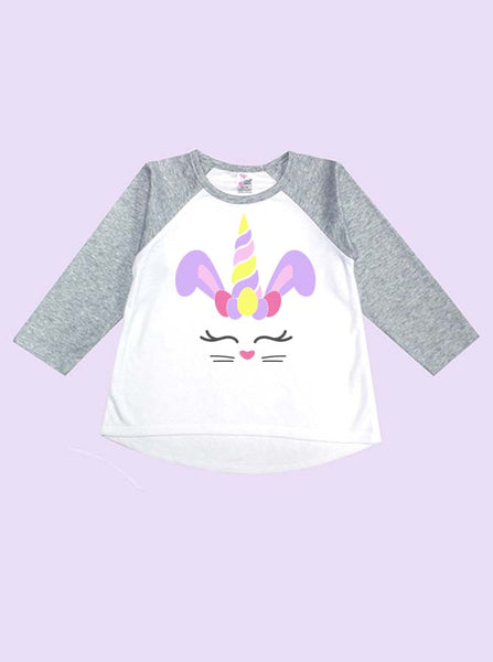 Bunny Unicorn Toddler Long Sleeve Raglan T-Shirt