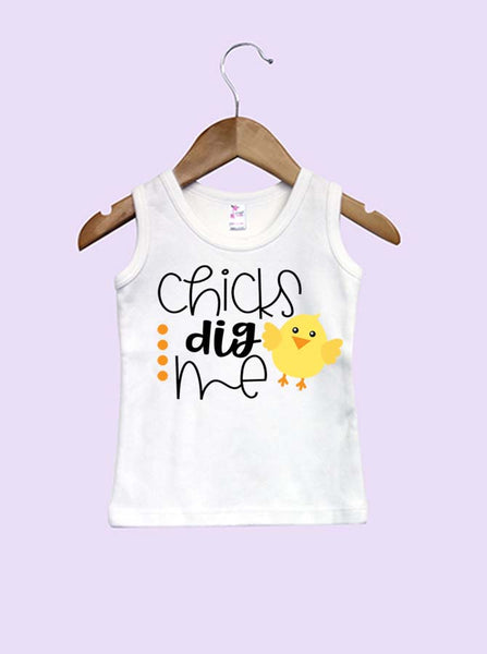 Chicks Dig Me Easter Infant and Toddler Tank Top