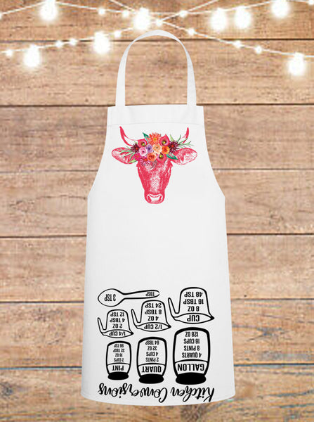Coral Spring Cow Head Cheat Sheet Apron