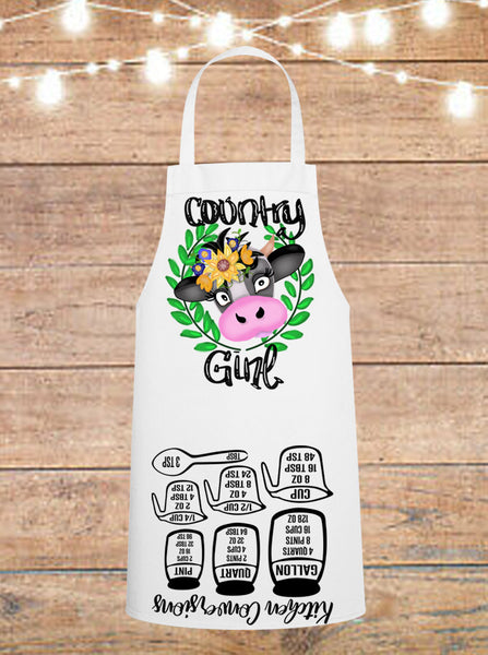 Country Girl Cow Cheat Sheet Apron