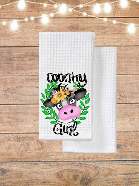 Country Girl Cow Kitchen Towel