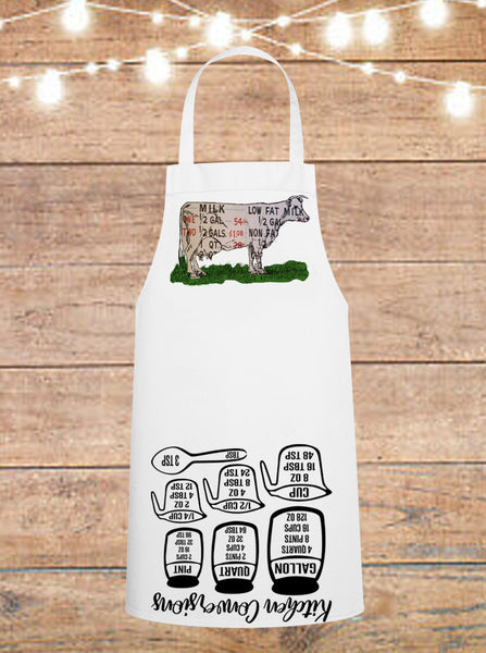 Cow Dairy Sign Cheat Sheet Apron