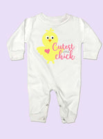 Cutest Little Chick Long Sleeve Baby Romper