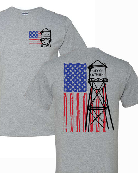 Cuthbert Water Tower American Flag T-Shirt