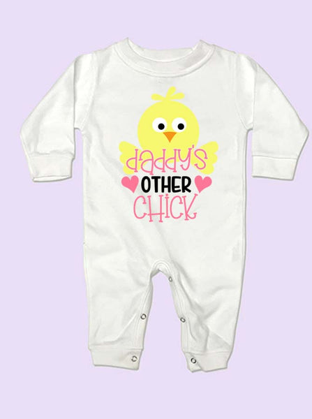 Daddy's Other Chick Easter Long Sleeve Baby Romper
