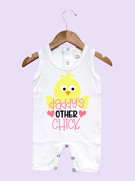 Daddy's Other Chick Easter Sleeveless Baby Romper