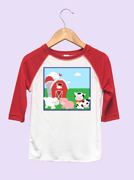 Farm Animal Red Infant and Toddler Raglan T-Shirt