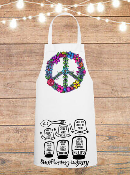 Floral Peace Sign Cheat Sheet Apron