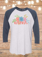 Floral Watercolor Mom Raglan T-Shirt