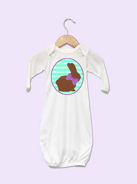 Girls Chocolate Easter Bunny Baby Gown