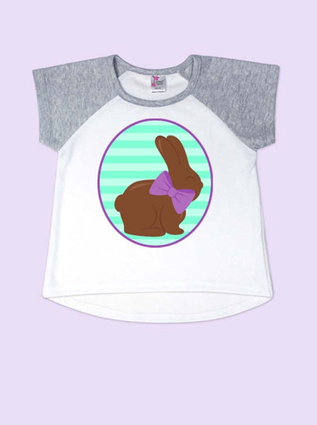 Girls Chocolate Easter Bunny Short Sleeve Toddler Raglan
