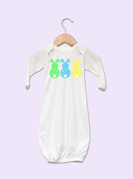 Grunge Easter Bunnies Baby Gown