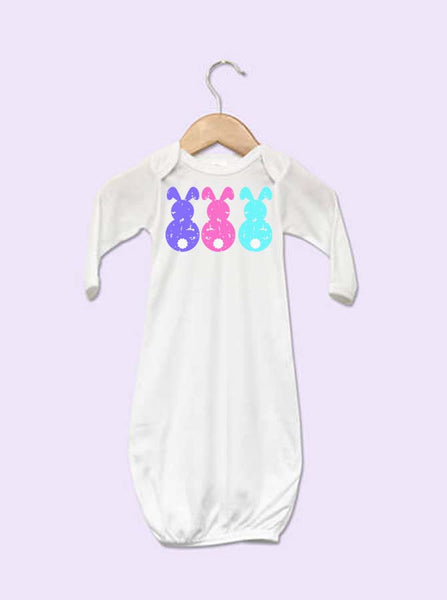 Grunge Easter Bunnies Girl Baby Gown