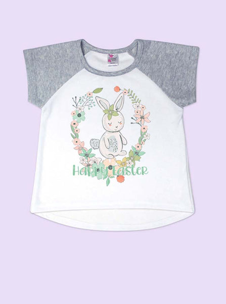 Happy Easter Girls Toddler Short Sleeve Raglan T-Shirt