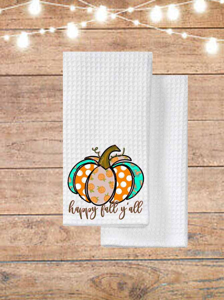 Happy Fall Y'all Pumpkin Kitchen Towel