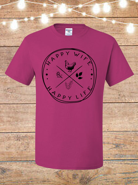 Happy Wife Happy Life Chicken T-Shirt