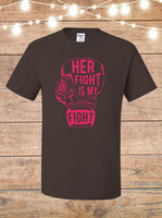 Her Fight Is My Fight Breast Cancer Awareness Boxing Glove T-Shirt