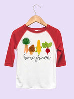 Home Grown Vegetables Infant and Toddler Raglan T-Shirt