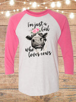 I'm Just A Girl Who Loves Cows Raglan T-Shirt
