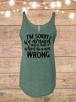 I'm Sorry We Argued, I Really Hate It When You're Wrong Tank Top