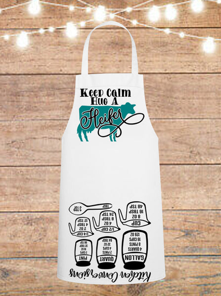 Keep Calm And Hug A Heifer Cow Cheat Sheet Apron
