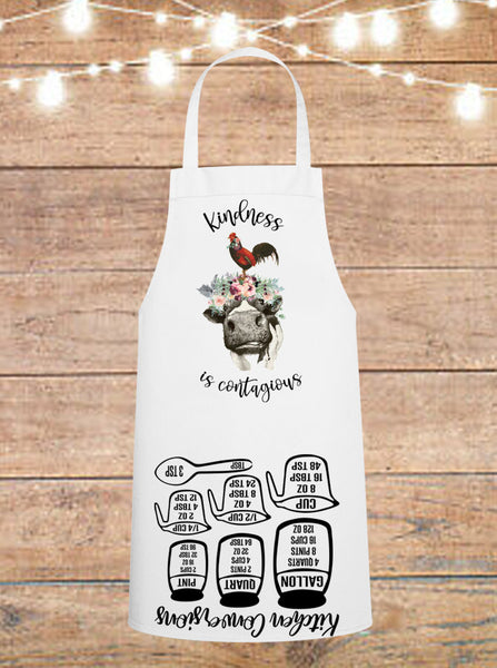 Kindness Is Contagious Cow and Chicken Cheat Sheet Apron