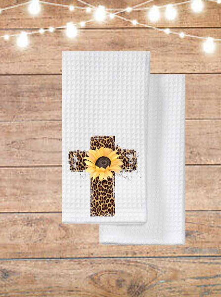 Leopard Cross With Sunflower Kitchen Towel