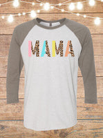 Leopard and Pastel Mama Raglan T-Shirt