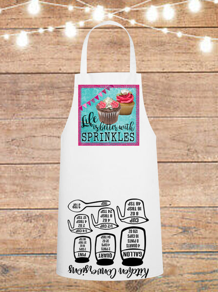 Life Is Better With Sprinkles Cupcake Cheat Sheet Apron