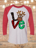 Love Christmas Reindeer Raglan T-Shirt