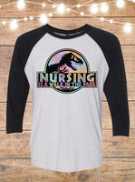 Nursing Is A Walk In The Park Jurassic Park Raglan T-Shirt