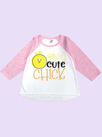 One Cute Chick Long Sleeve Toddler Raglan T-Shirt