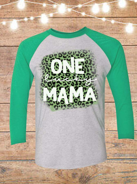 One Lucky Mama Raglan T-Shirt